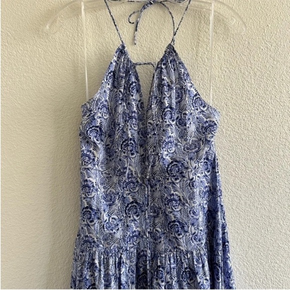 J. Crew Collection Anguilla Halter Maxi Dress Blue Floral - Picture 8 of 10